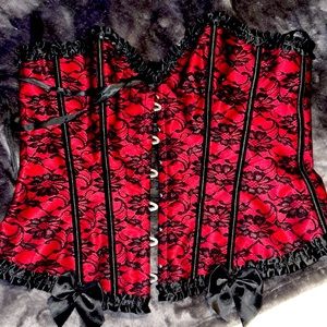 Red & black Large sized corset; ties in the back for adjustments